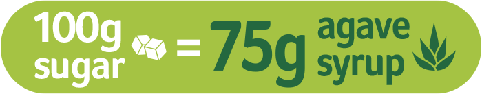 100gr sugar = 75gr agave syrup